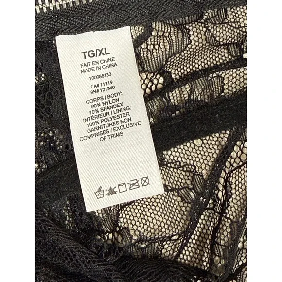 DYNAMITE Black Lace Corset Bustier Top XL Zipper Back Romantic Whimsigoth - Picture 5 of 9